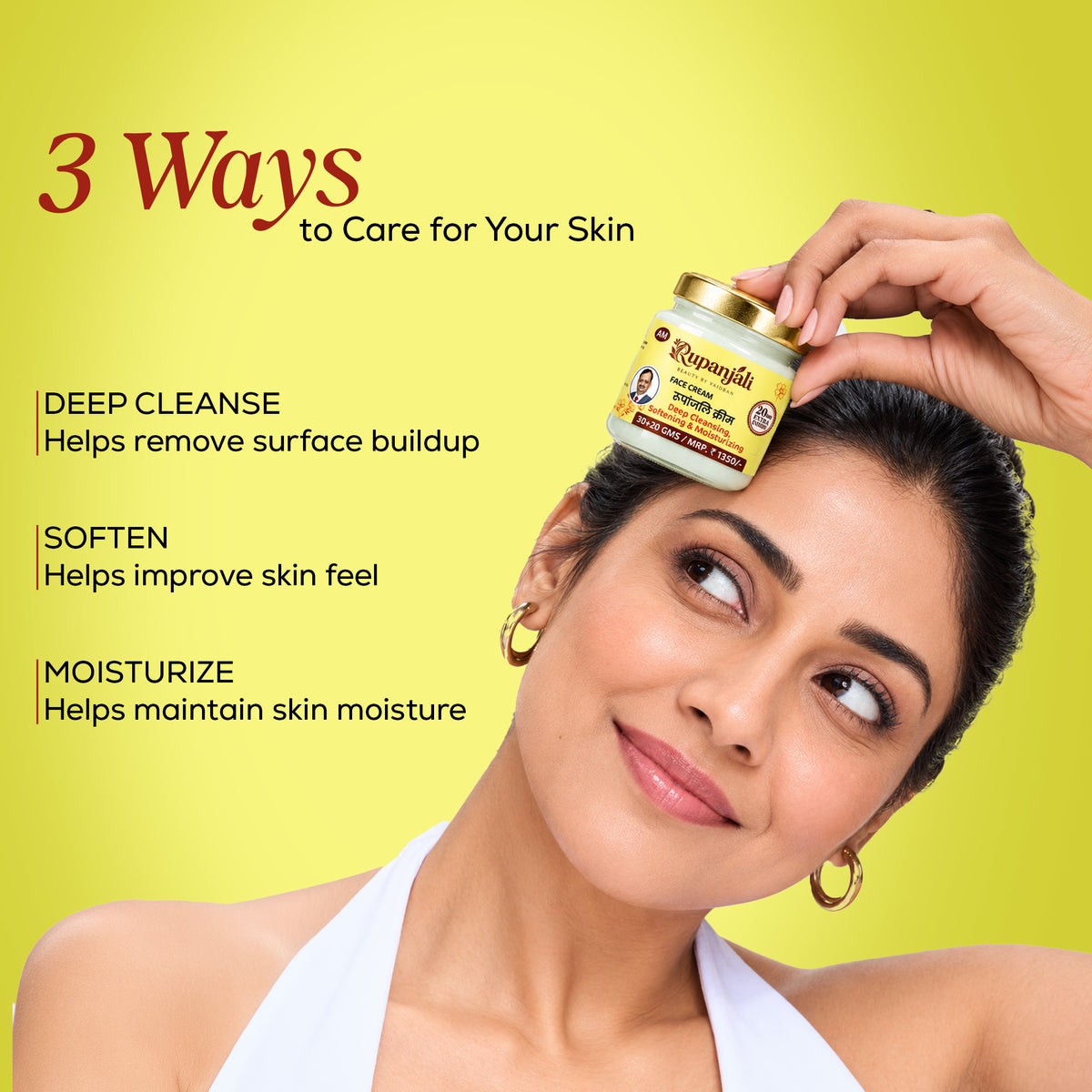 Rupanjali AM Face Cream – Deep Cleansing, Softening & Moisturizing Day Cream for 30+ Skin (30g + 20g Extra)