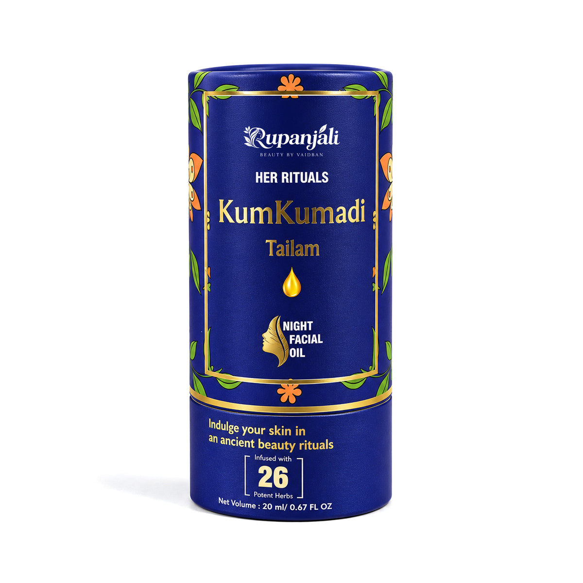 Rupanjali Kumkumadi Tailam – Ayurvedic Night Facial Oil with Saffron & 26 Herbs