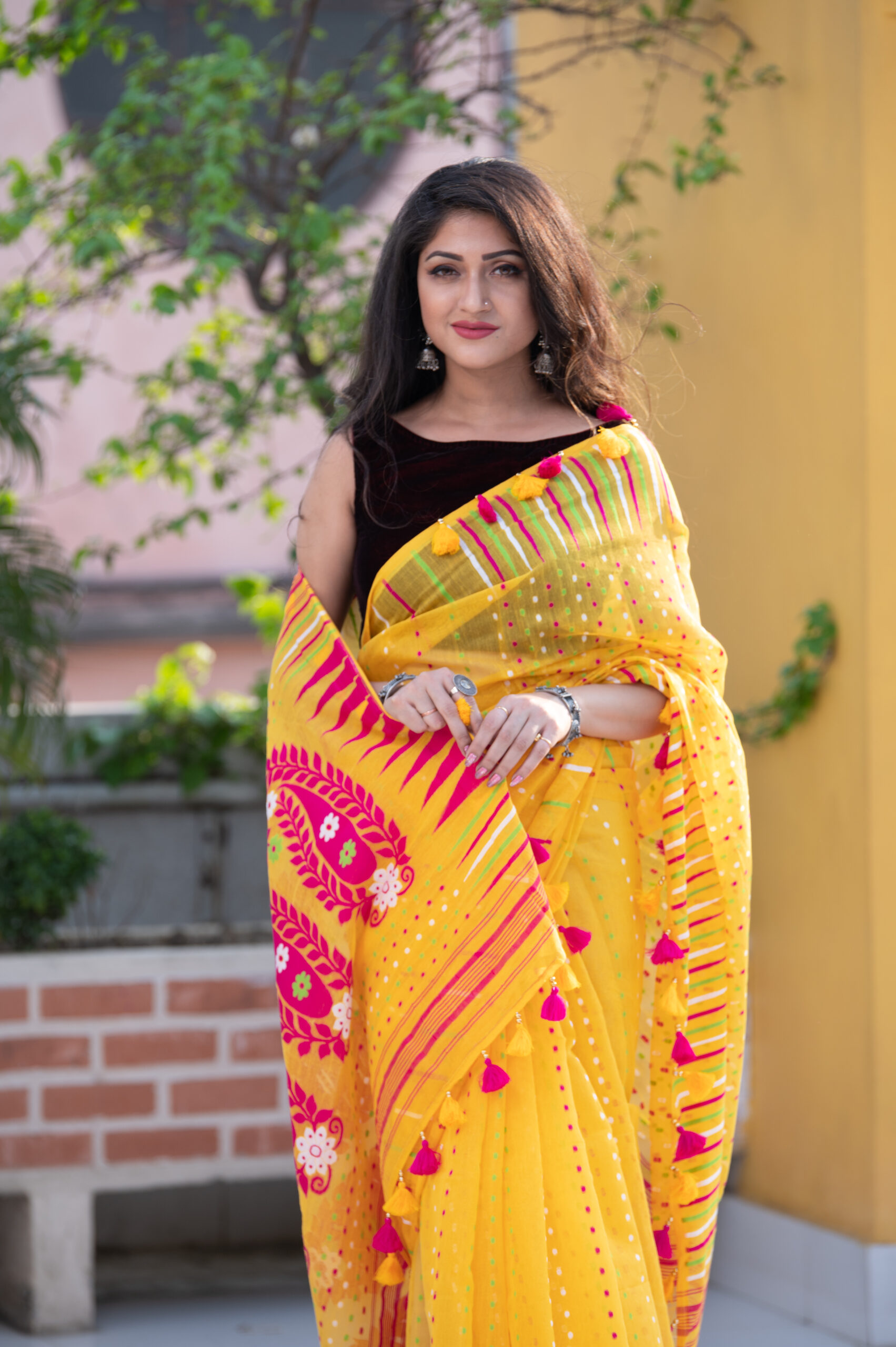 Shop Online Lemon Yellow Organza Silk Saree with Embroidered Blouse – Pure  Elegance